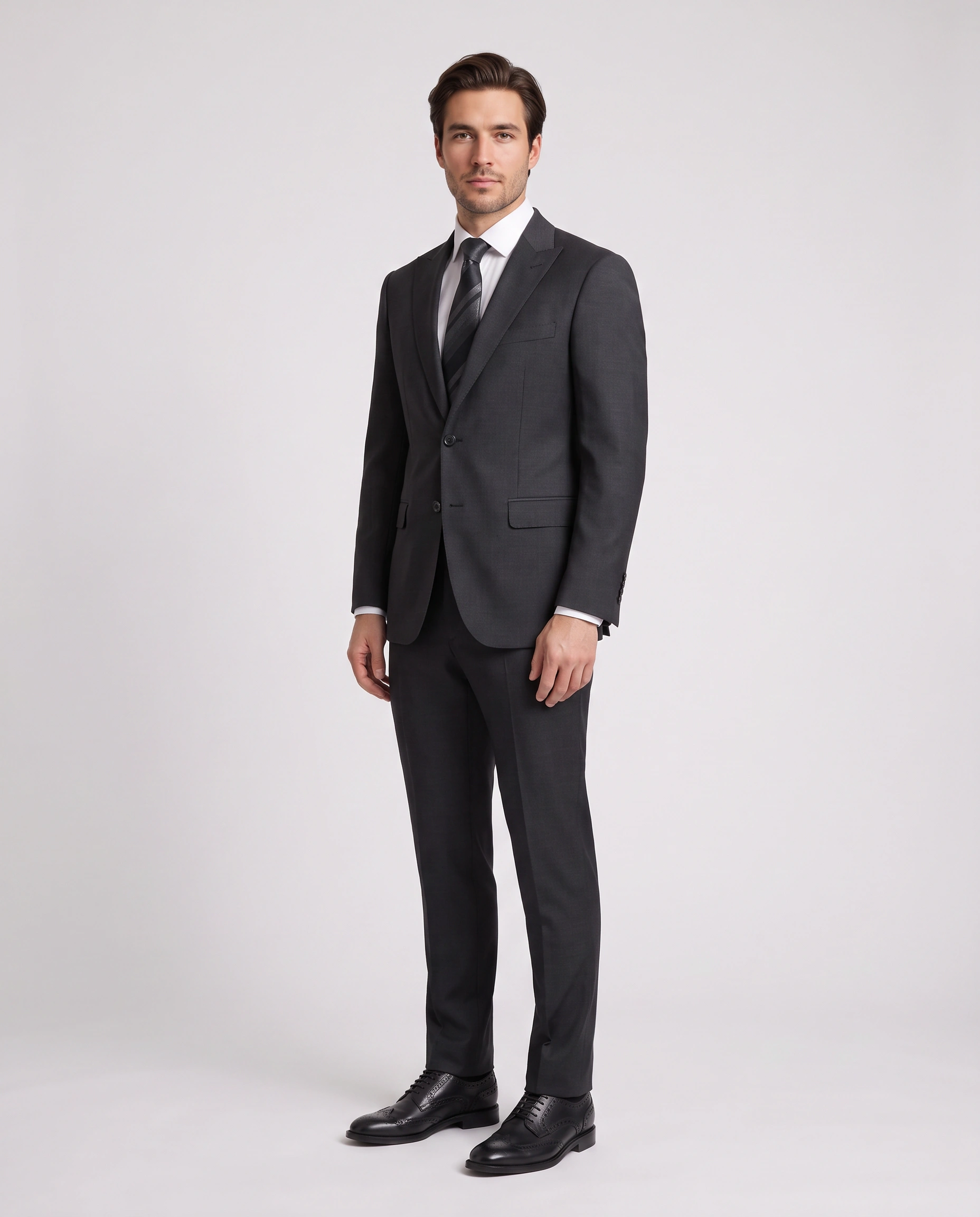 کت و شلوار مردانه JAKAMEN ذغالی با پارچه Vitale Barberis Canonico