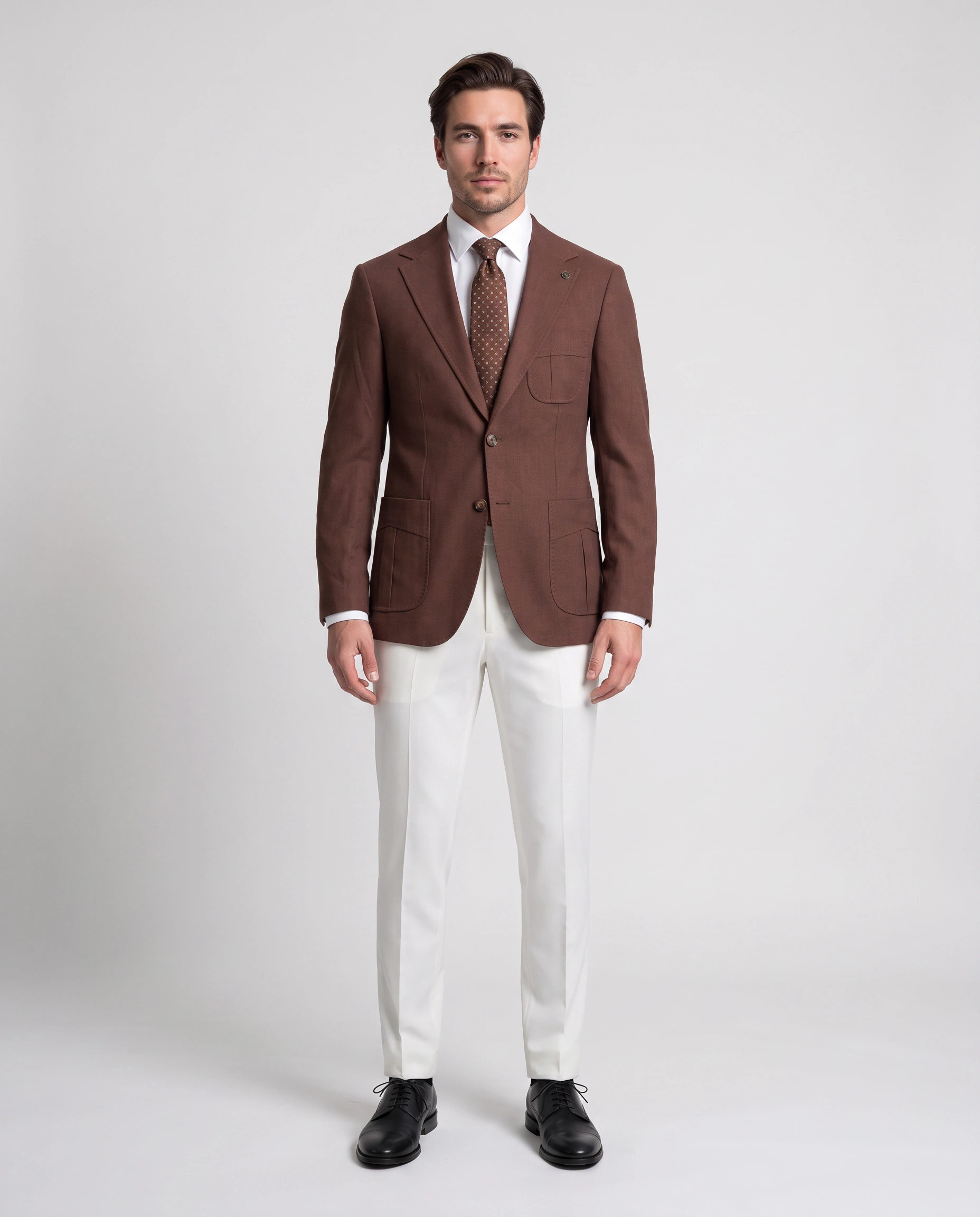 کت تک مردانه آجری SUIT SARTORIA جیب پاکتی