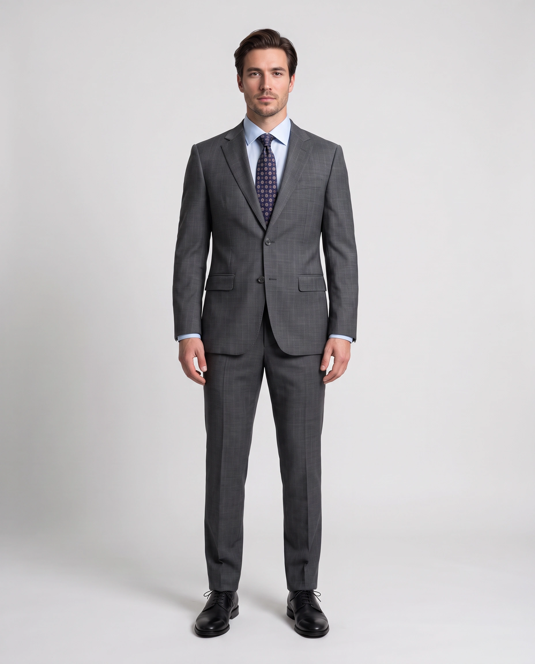کت‌وشلوار طوسی راه‌راه JAKAMEN با پارچه Vitale Barberis Canonico ایتالیا