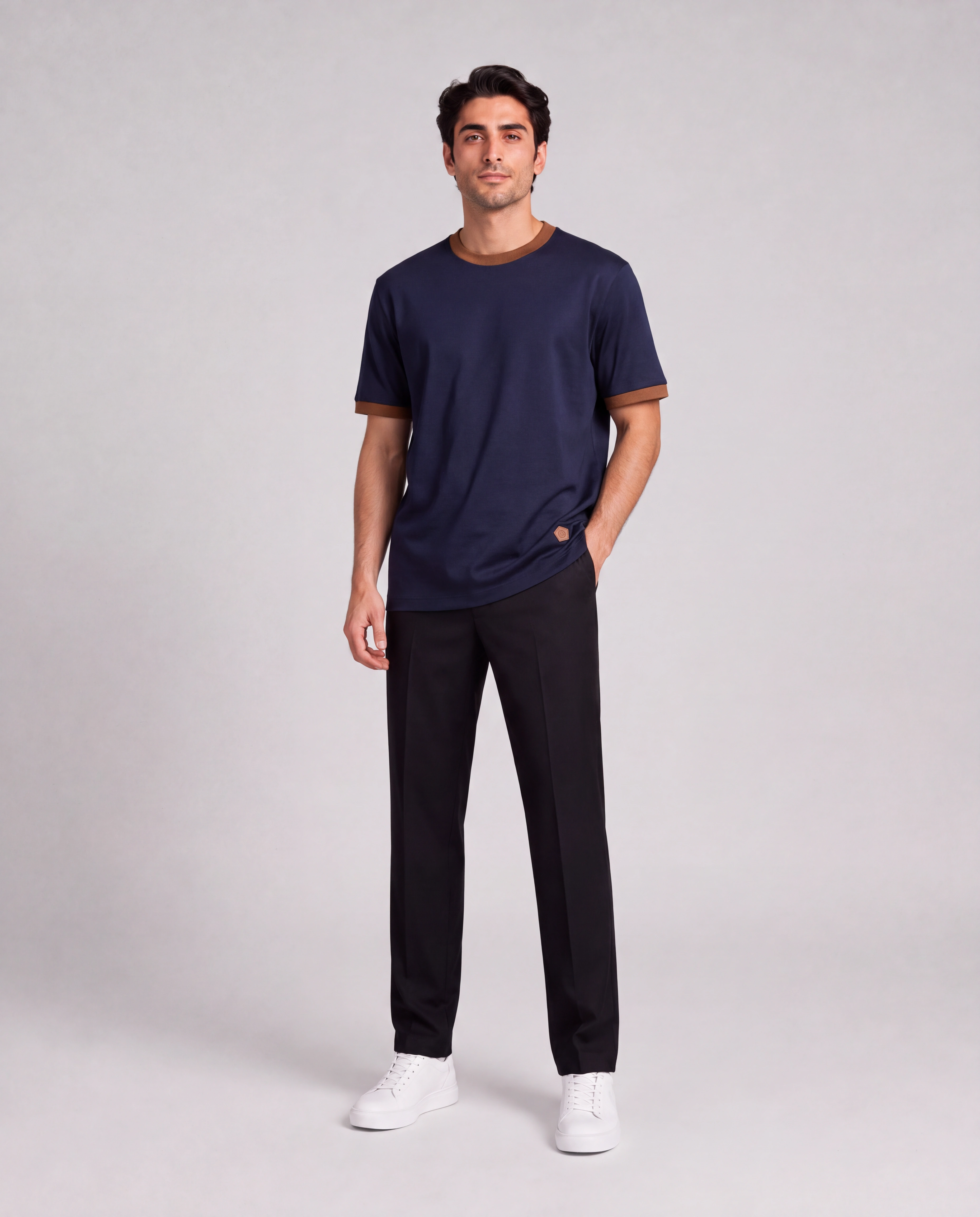 تی‌شرت مردانه Loro Piana یقه و آستین کنتراست